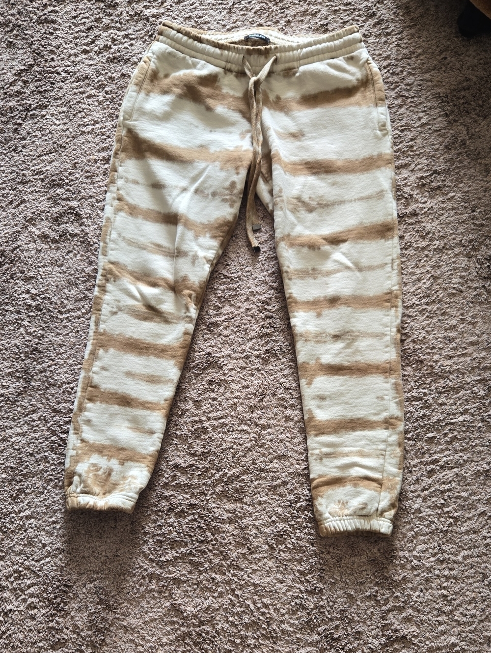 TALENTLESS Cream & Tan Striped Joggers